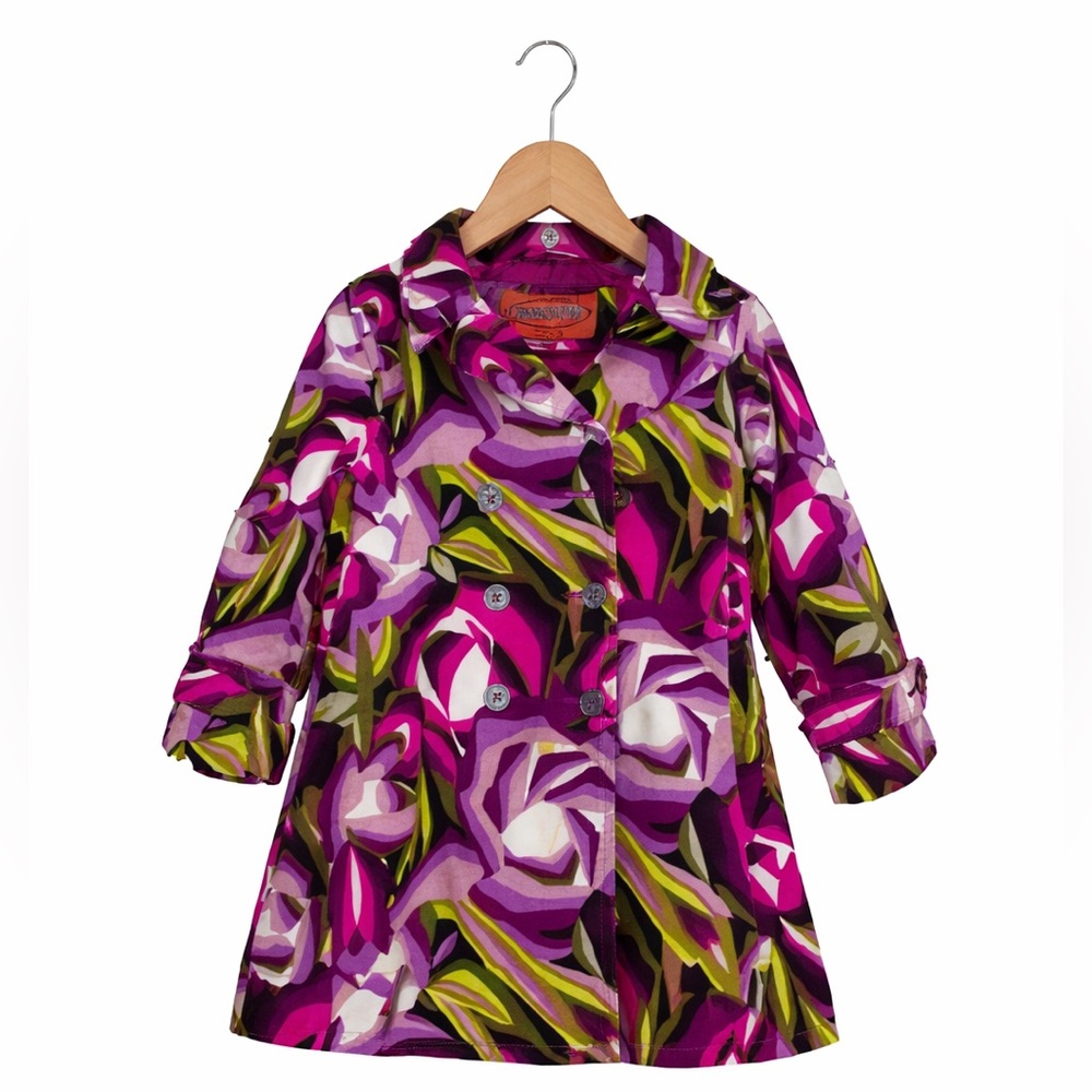 Missoni for Target Girls Floral Coat 3T Pink Purple Designer Trench Jacket